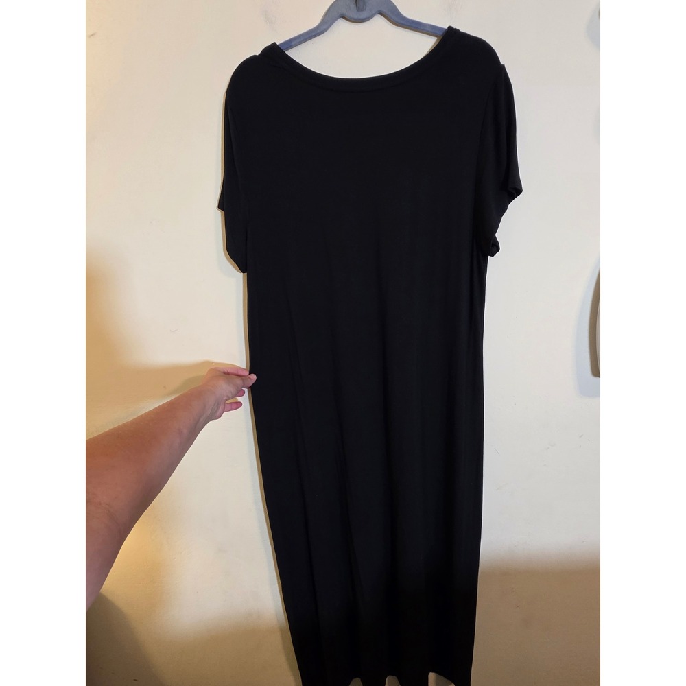 Soma Black Maxi Dress Short Sleeve Pocket Rayon Stretch XL Lounge Gown - Picture 5 of 11